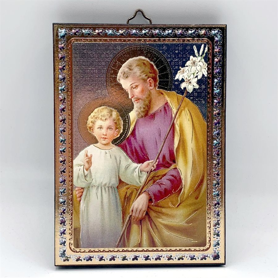 Plaque Icône Saint Joseph, 4" x 5.5" (10 x 14 cm)