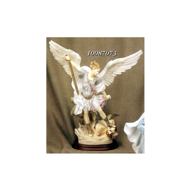 St. Michael Archangel Color Marble Statue, 16" (40.5 cm)