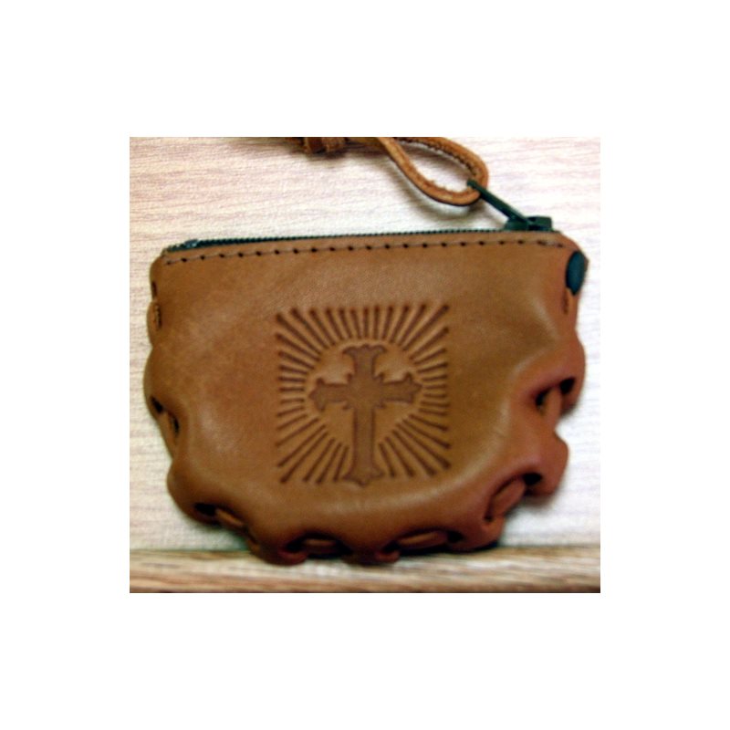 Leather Rosary case "Little Cross Design"