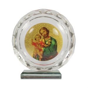 Acrylic Plaque of St. Joseph, with Base, 3"