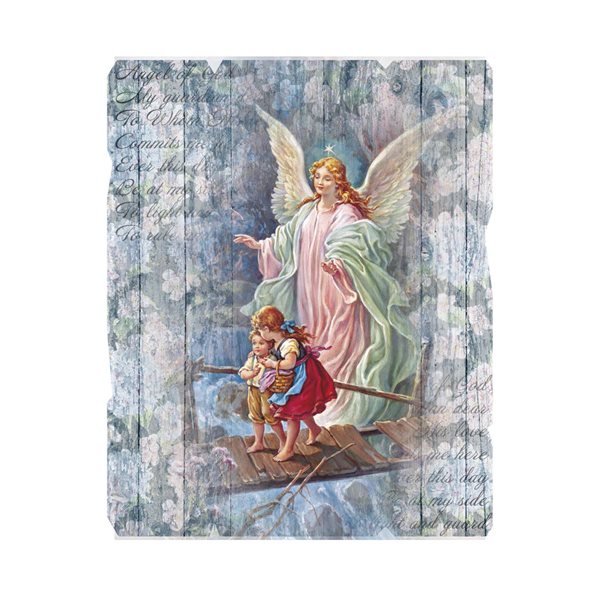 "Guardian Angel" Image Printed on Wood, 7½" x 9½"