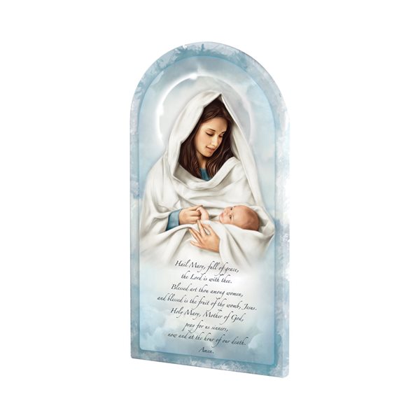 "Madonna & Baby'' Icon, Ave Maria Prayer, 7'' x 3½", English