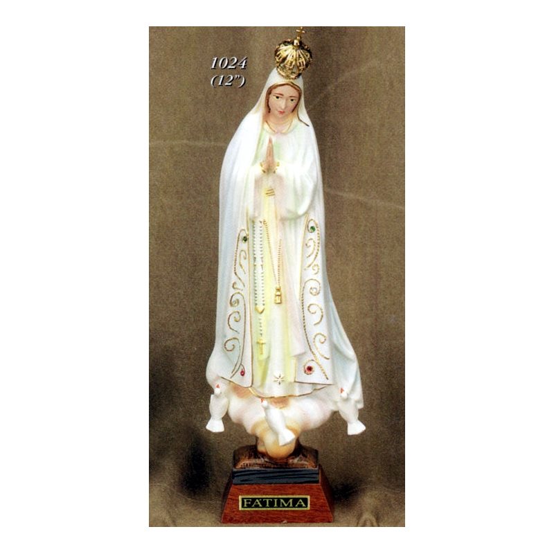 Statue N.D. Fatima 12" (30.5 cm) en plastique de couleur