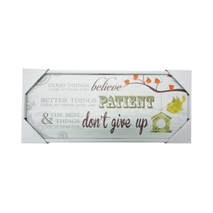 'Patience'' Wooden Plaque, 10" x 4", English