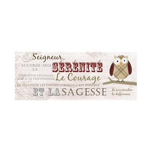'Sérénité'' Wooden Plaque, 10" x 4", French