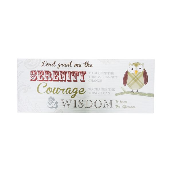 'Serenity'' Wooden Plaque, 10" x 4", English