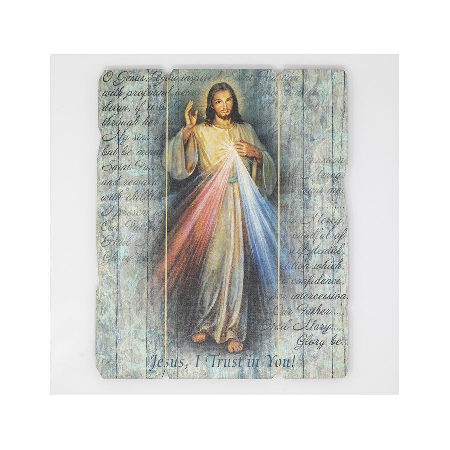 Divine Mercy on Wood,8mm thick,7½"x9½" English