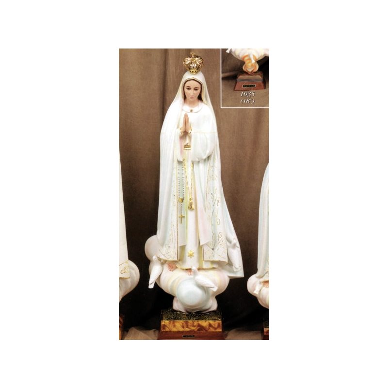 Statue N.D. Fatima 36" (91.5 cm) en plâtre, yeux de verre