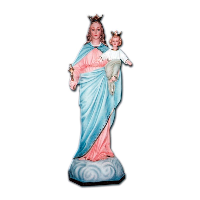Maria Ausiliatrice Color Fiberglass Outdoor Statue, 55"
