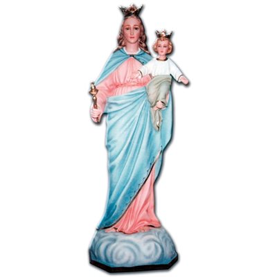 Maria Ausiliatrice Color Fiberglass Outdoor Statue, 55"