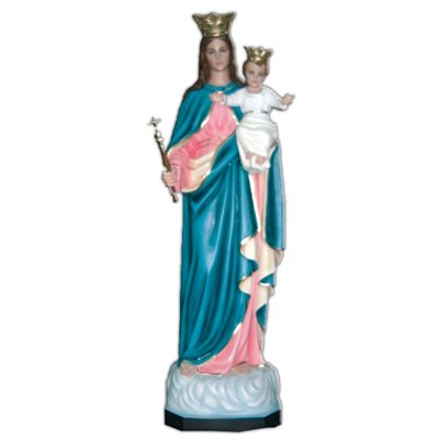 Maria Ausiliatrice Color Fiberglass Outdoor Statue, 79"
