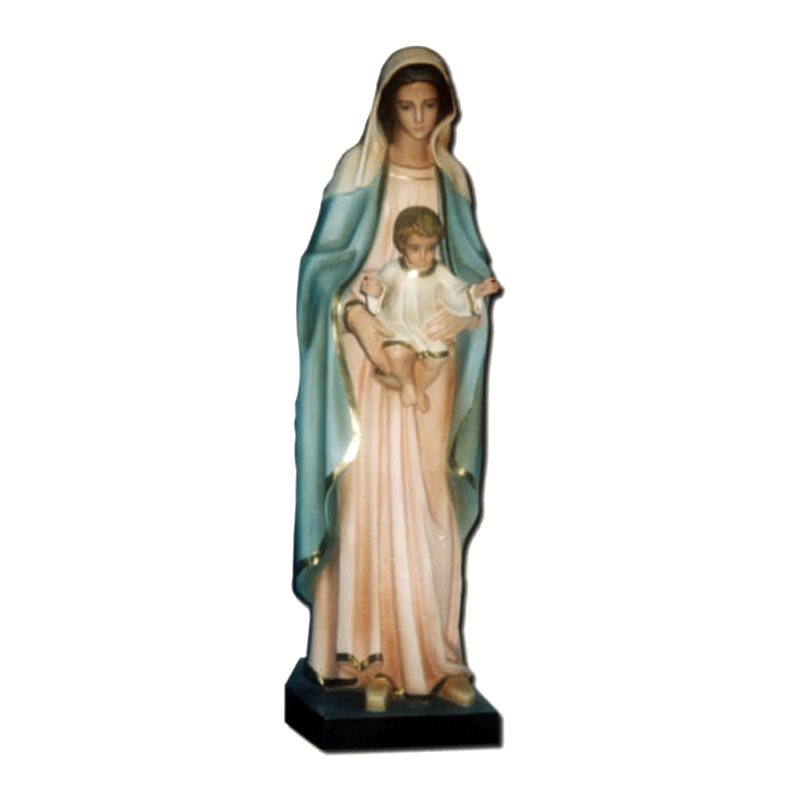 Madonna and Child Color Fiberglass Outdoor Statue, 39.5"