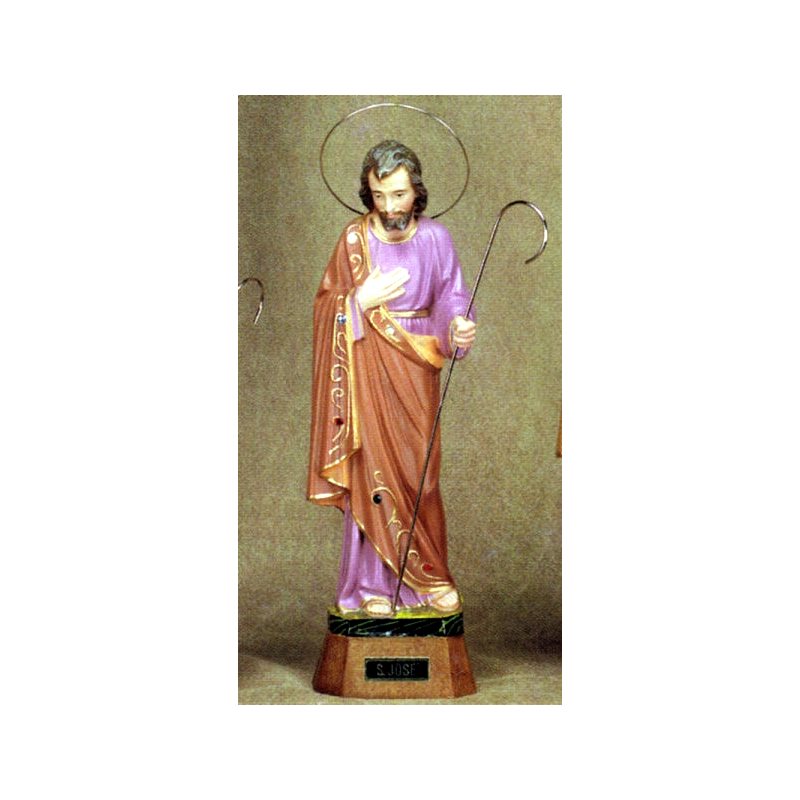 St. Joseph Plaster Statue With Wood Base, 9" (23 cm)