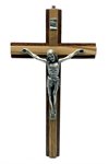 Crucifix en bois et corpus metal argenté 8'' (20 cm)