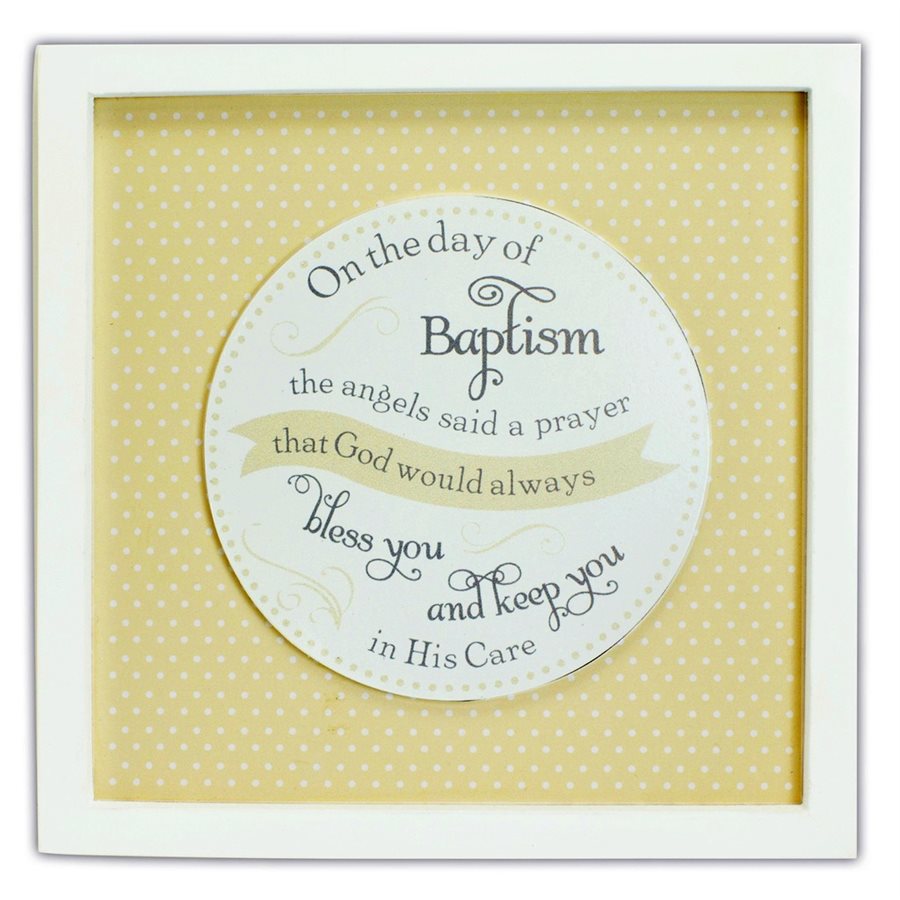 Frame " On the day of baptism ", wood, 8 x 8", English
