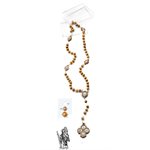 Boxed, 8 mm wooden beads, scapular rosary