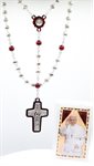 Boîte, chapelet perle 6 mm, croix du pape