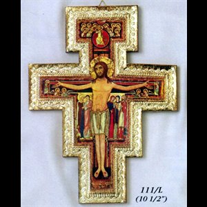 St. Damian Wood Cross, 10.5" (26.7 cm)