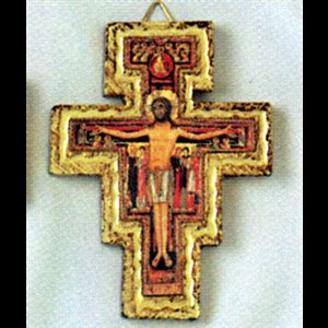 Croix Saint Damien 4" (10 cm) en bois