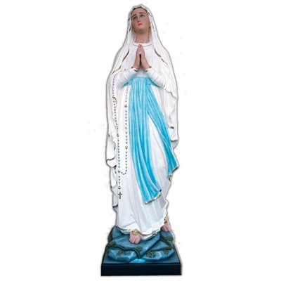 Our Lady of Lourdes Color Fiberglass Outdoor Statue, 71"