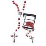Boîte Chapelet, grains 10 mm, cristal rouge