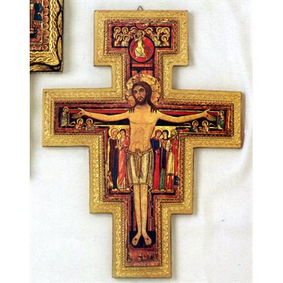 St. Damian Wood Cross, 17" (43 cm)