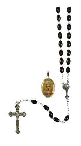 Boxed Rosary, 5 mm Black Plastic Beads, 18"