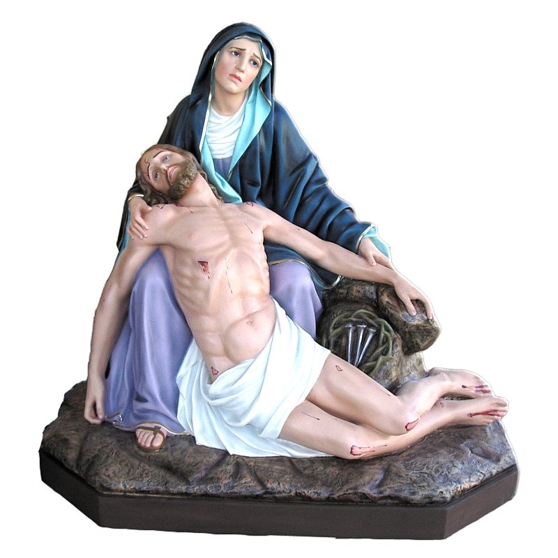 Pieta Color Fiberglass Outdoor Statue, 60" (150 cm)