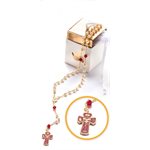 Rosary 5mm pearl Confirmation, white and golden box