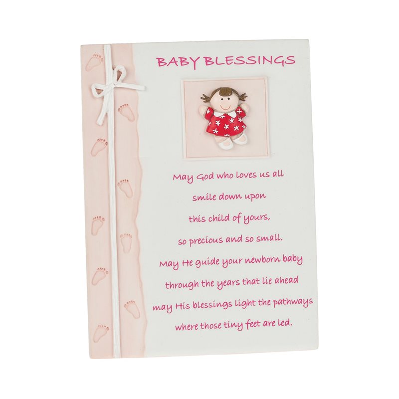 Resin "Baby..." Plaque for Girl, 4½" x 6", English