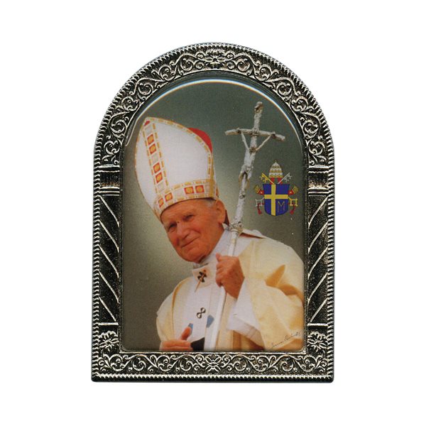 Cadre Bienheureux Jean-Paul II, étain, 6,4 x 8,9 cm