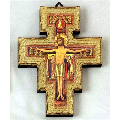 Croix Saint Damien 11" (30 cm) en bois
