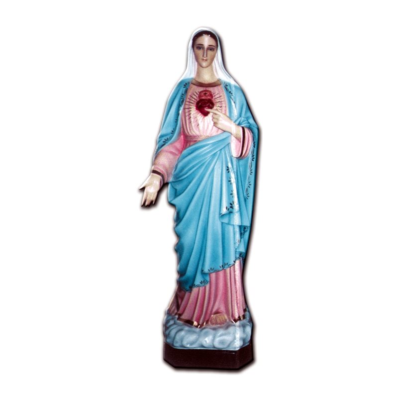 Sacred Heart of Mary Color Fiberglass Outdoor Statue, 43"