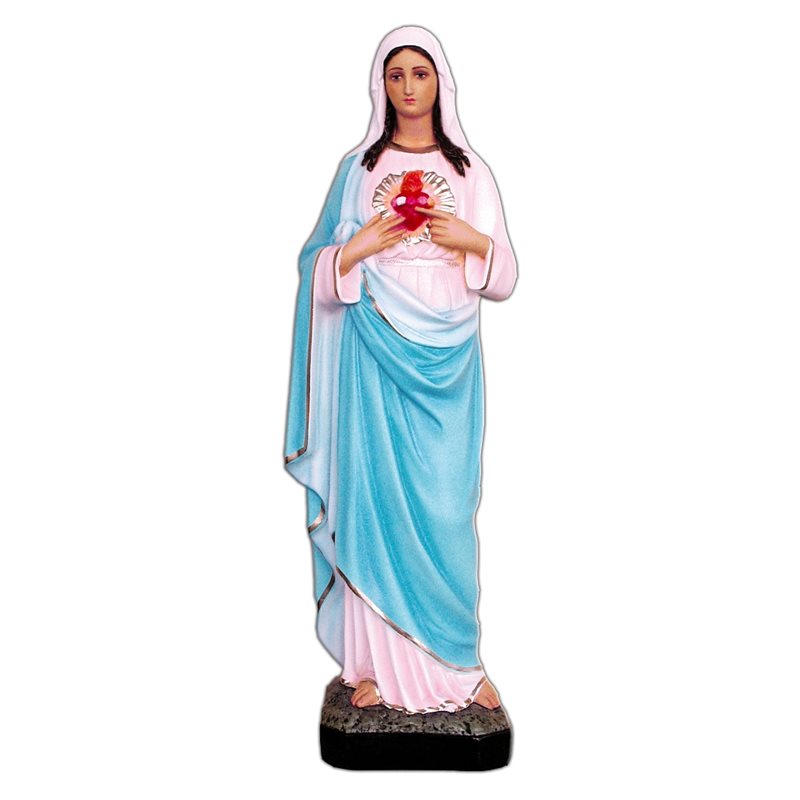 Sacred Heart of Mary Color Fiberglass Outdoor Statue, 25.5"