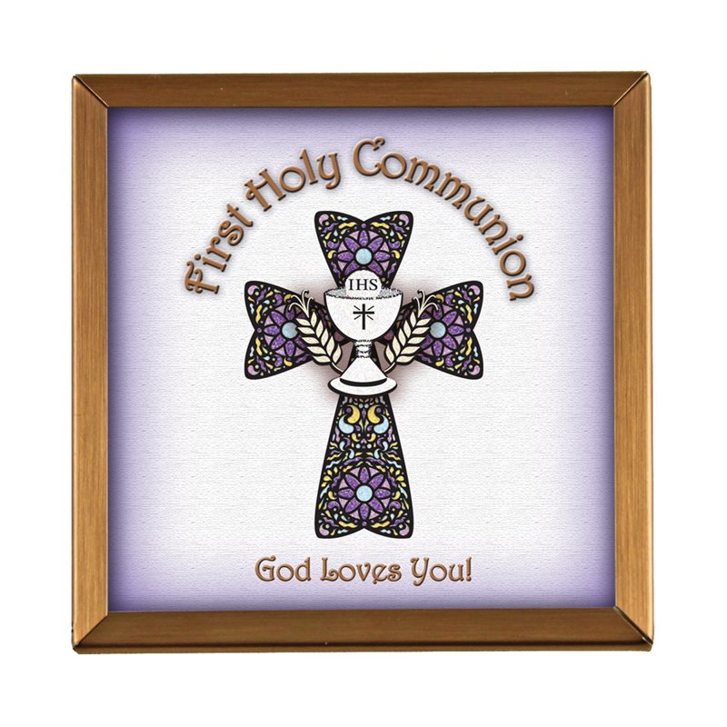 Copper Frame, 1st Communion, Purple, 4" x 4'', English