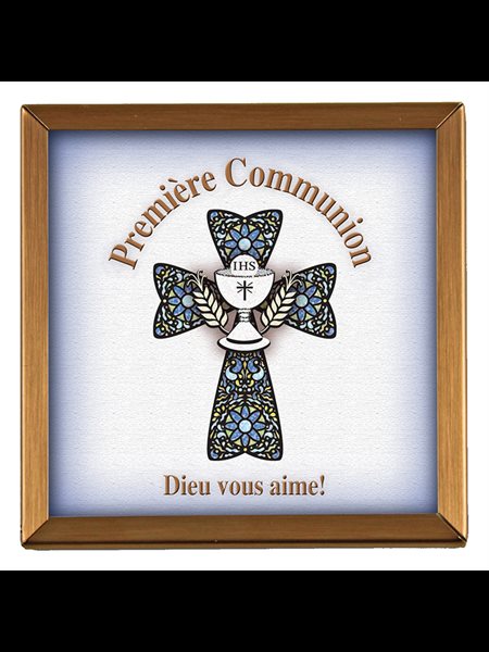 Copper Frame, 1st Communion, Blue, 4" x 4'', French