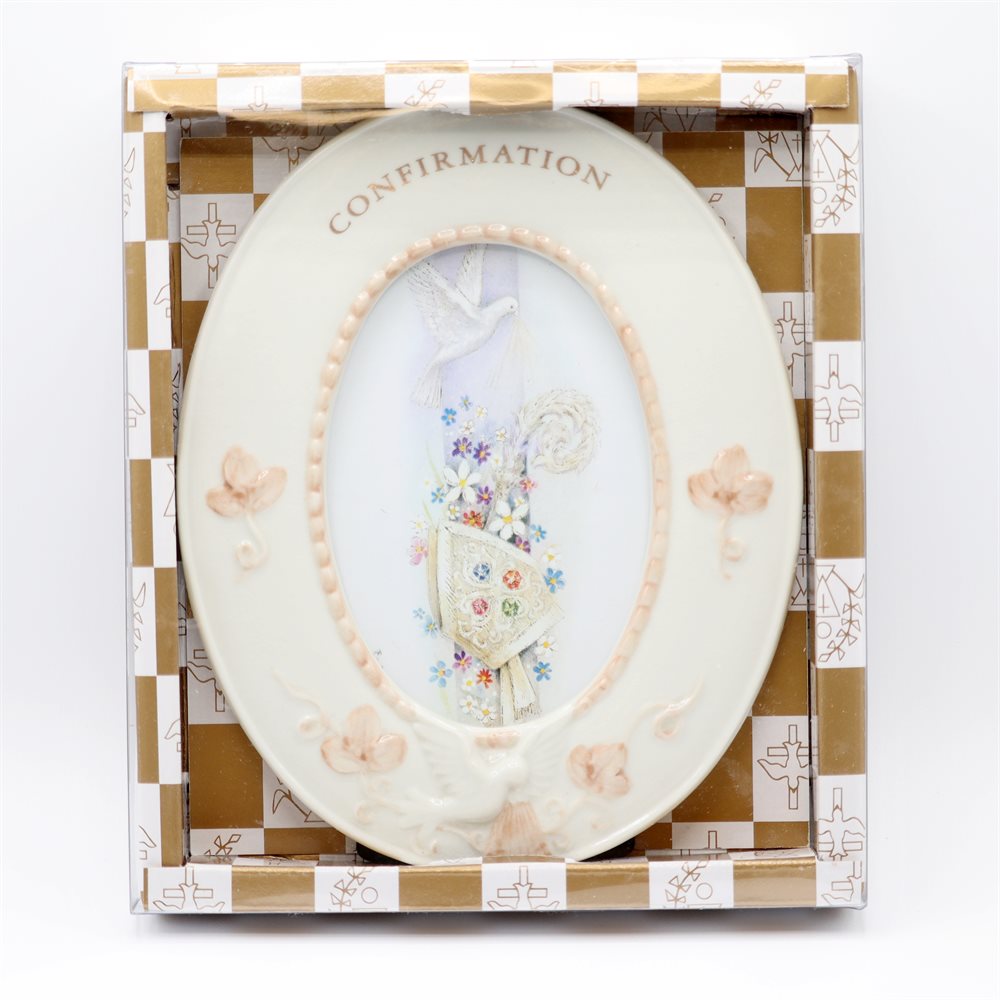 Cadre ovale Confirmation, porcelaine, 20,3 cm