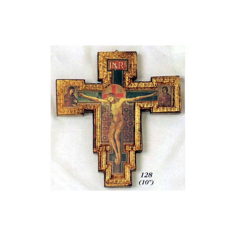 St. Damian Wood Cross, 10" (25.5 cm)