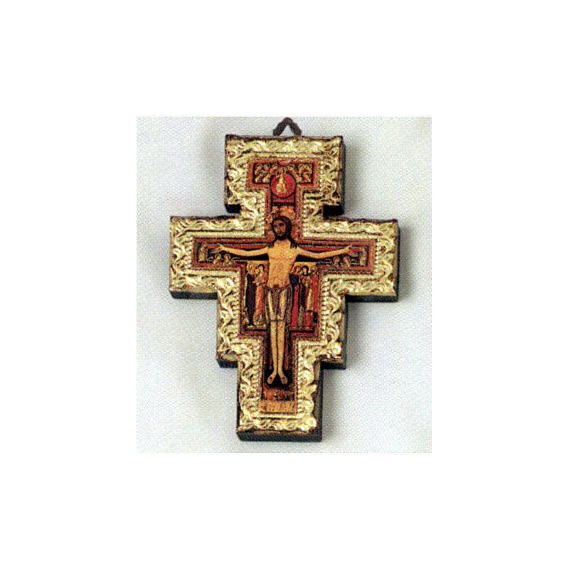 St. Damian Wood Cross, 7" (18 cm)