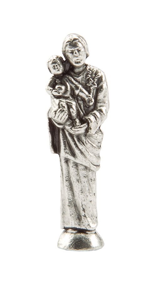 'St. Joseph'' Metal Statuette, Plastic Case, 1 1 / 8"