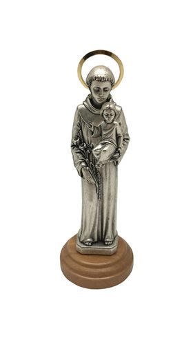 St. Anthony Met. Statue, Olive Wood. Base,4¾''