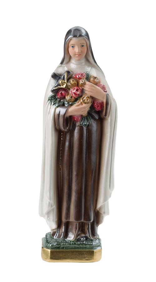 Statue Sainte Thérèse, plâtre col. et nacré, 20,3 cm