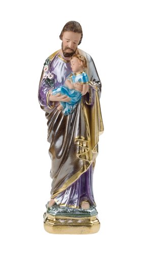 'St. Joseph'' Coloured P-F Plaster Statue, 8"