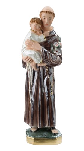 Statue Saint Antoine, plâtre col. et nacré, 30,5 cm