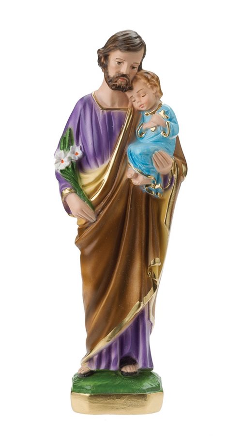 Statue Saint Joseph, plâtre coloré, 20,3 cm