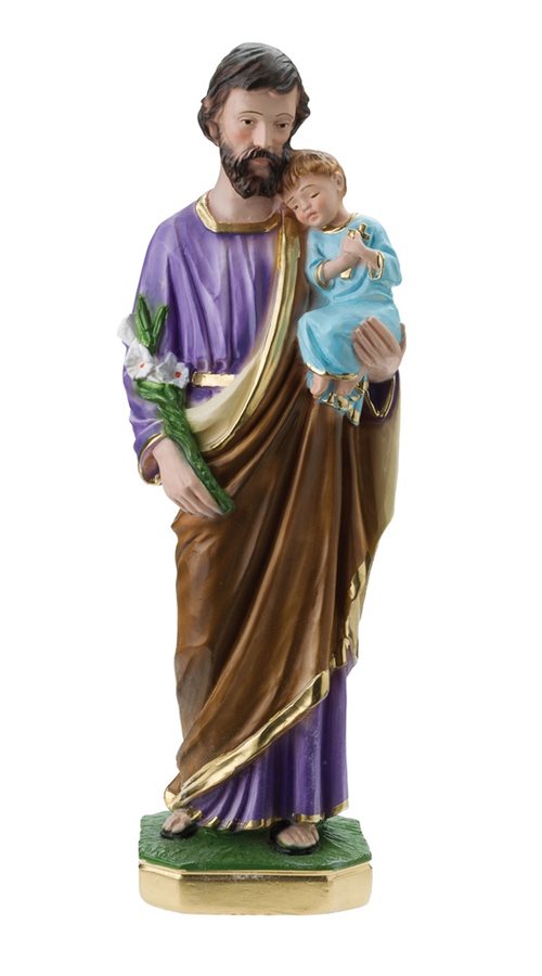 Statue Saint Joseph, plâtre coloré, 30,5 cm