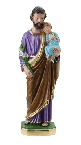 Statue Saint Joseph, plâtre coloré, 30,5 cm