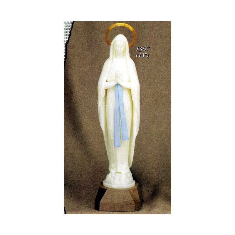 Our Lady of Lourdes Luminous Plastic Statue, 13" (33 cm)
