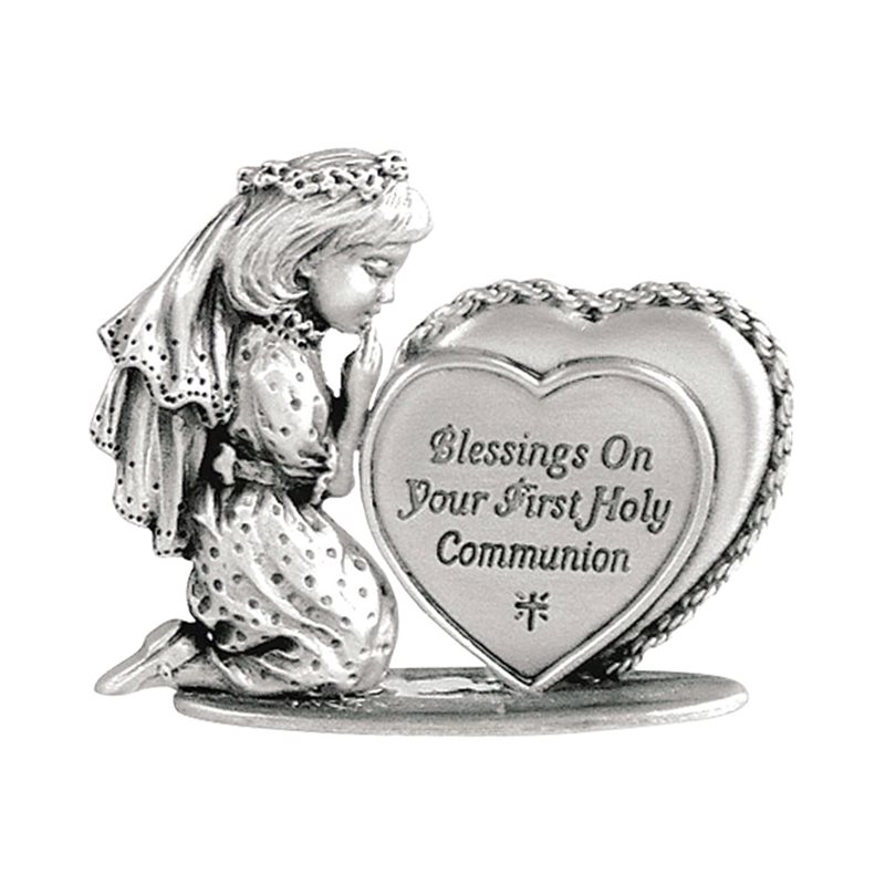 Figurine 1ère Communion pour fille, étain, 7,5 cm, Anglais