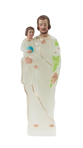 Statue lumineuse Saint Joseph, plastique, peinte, 15,2 cm